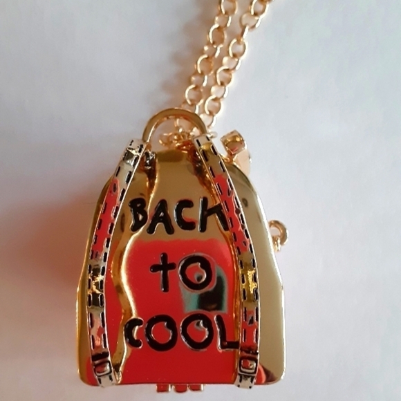 𝅺Betsey Johnson Back To Cool Backpack Locket Charm Necklace New - Picture 6 of 8